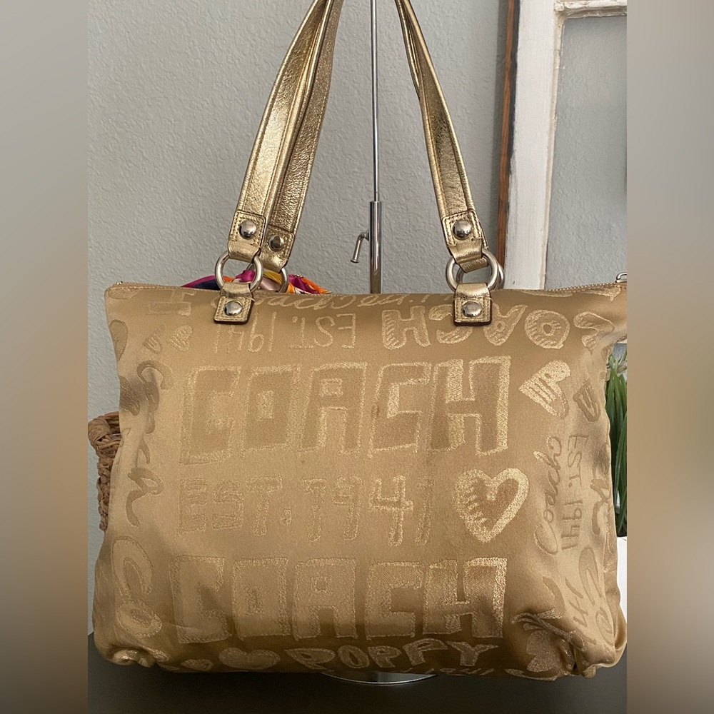 Coach Poppy Story Patch Glam Glamour Tote Shoulder Bag 15301 - Picture 7 of 8